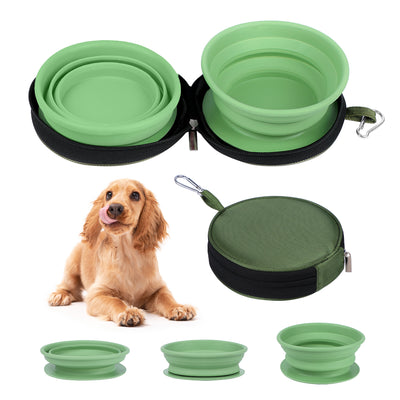 Portable dog bowl food dish outdoor drinking water pet for outdoor outings silicone folding bowl