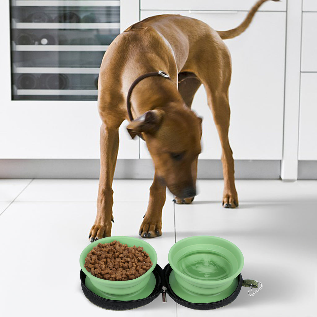 Portable dog bowl food dish outdoor drinking water pet for outdoor outings silicone folding bowl