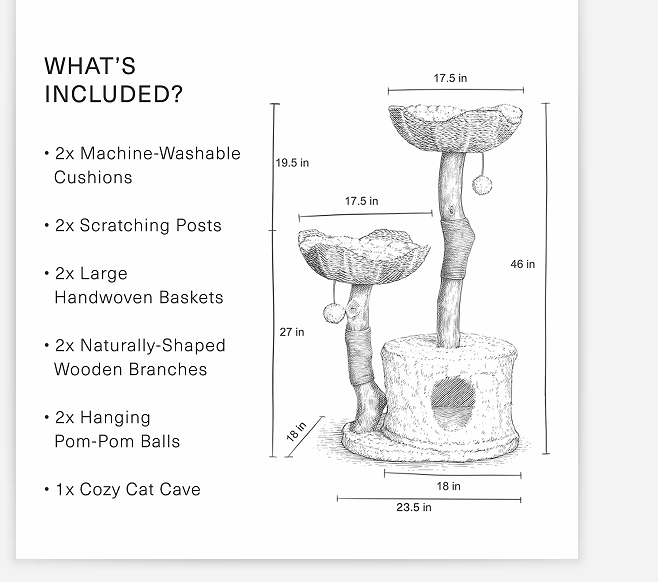Modern Cat Tree for Indoor Cats Large Adult ,Wooden Cat Tower for Large Cats with Scratching Post,Luxury Cat Condo