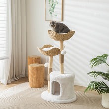 Load image into Gallery viewer, Modern Cat Tree for Indoor Cats Large Adult ,Wooden Cat Tower for Large Cats with Scratching Post,Luxury Cat Condo