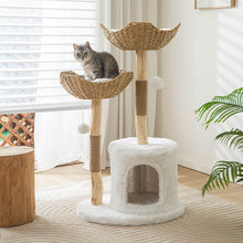Load image into Gallery viewer, Modern Cat Tree for Indoor Cats Large Adult ,Wooden Cat Tower for Large Cats with Scratching Post,Luxury Cat Condo