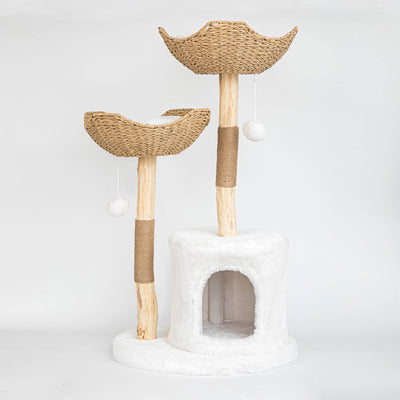 Modern Cat Tree for Indoor Cats Large Adult ,Wooden Cat Tower for Large Cats with Scratching Post,Luxury Cat Condo